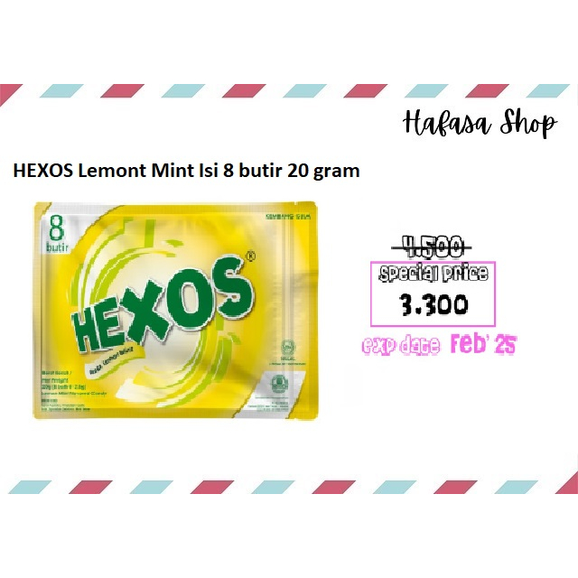 

Permen Hexos Lemon Mint isi 8 butir 20 gram