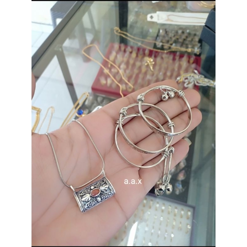 set gelang bayi silver