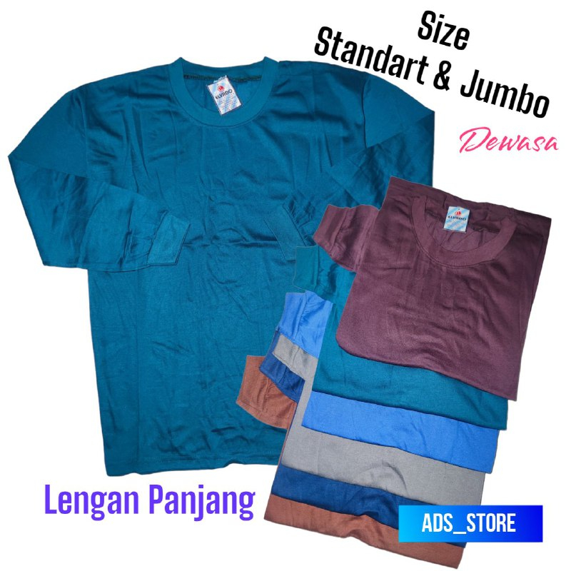 ELVADO Kaos Polos Pria Lengan Panjang STANDART JUMBO