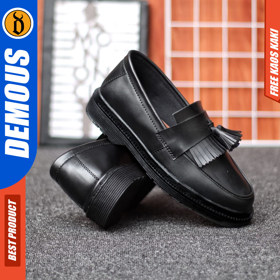 DEMOUS ASUKA - Sepatu Loafers Pantofel Formal Docmart Slip On Pria Kerja