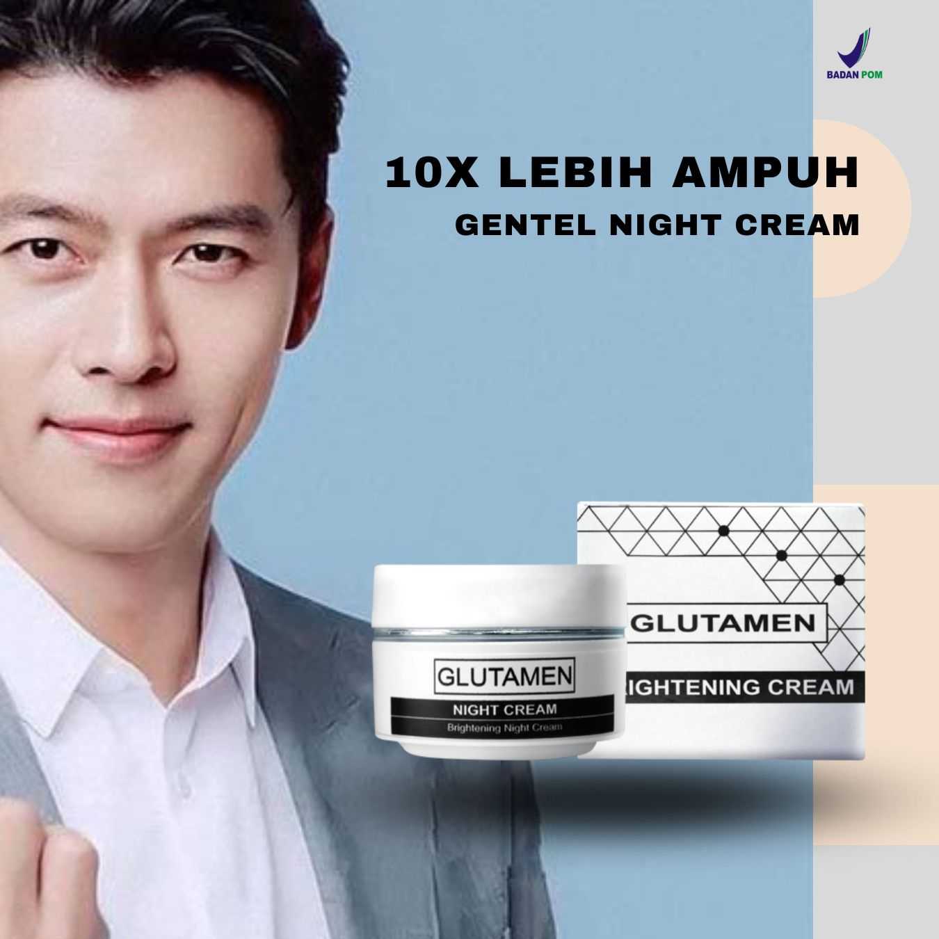 Glutamen Skincare Night Cream Buat Cowok Krim Retinol Pemutih Wajah Penghilang Jerawat Batu Bopeng N