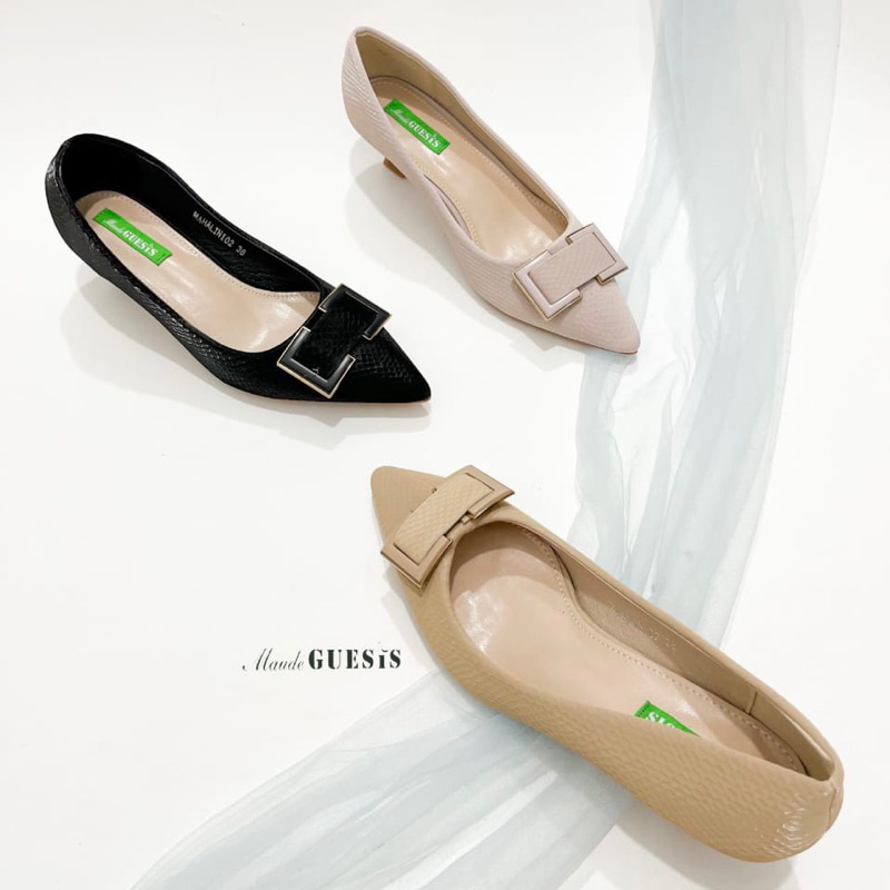 Pump heels croco 3cm by Maude Guesis square gasper import high quality fashion shoes sepatu wanita h