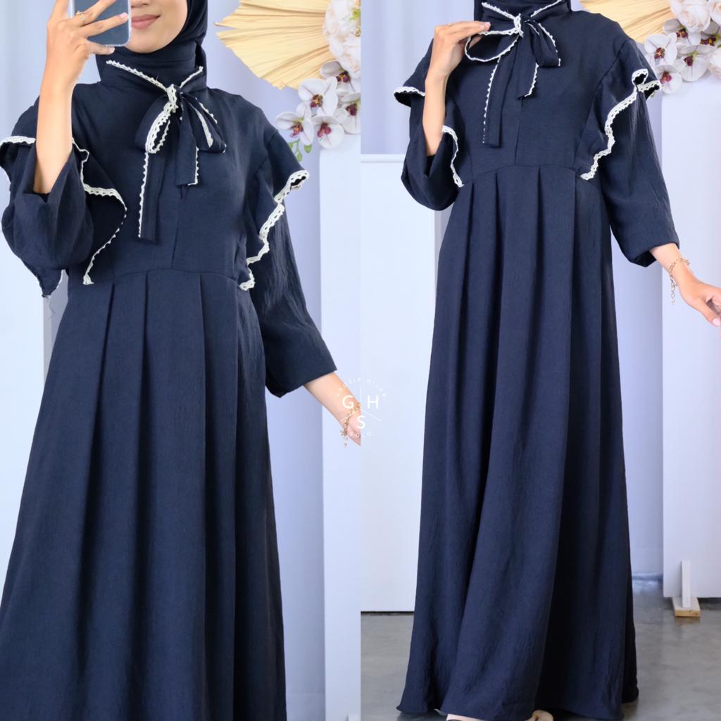 (DBY) GAMIS LARASATI RENDA DAILY BUSUI DRESS AIRFLOW CRINCLE