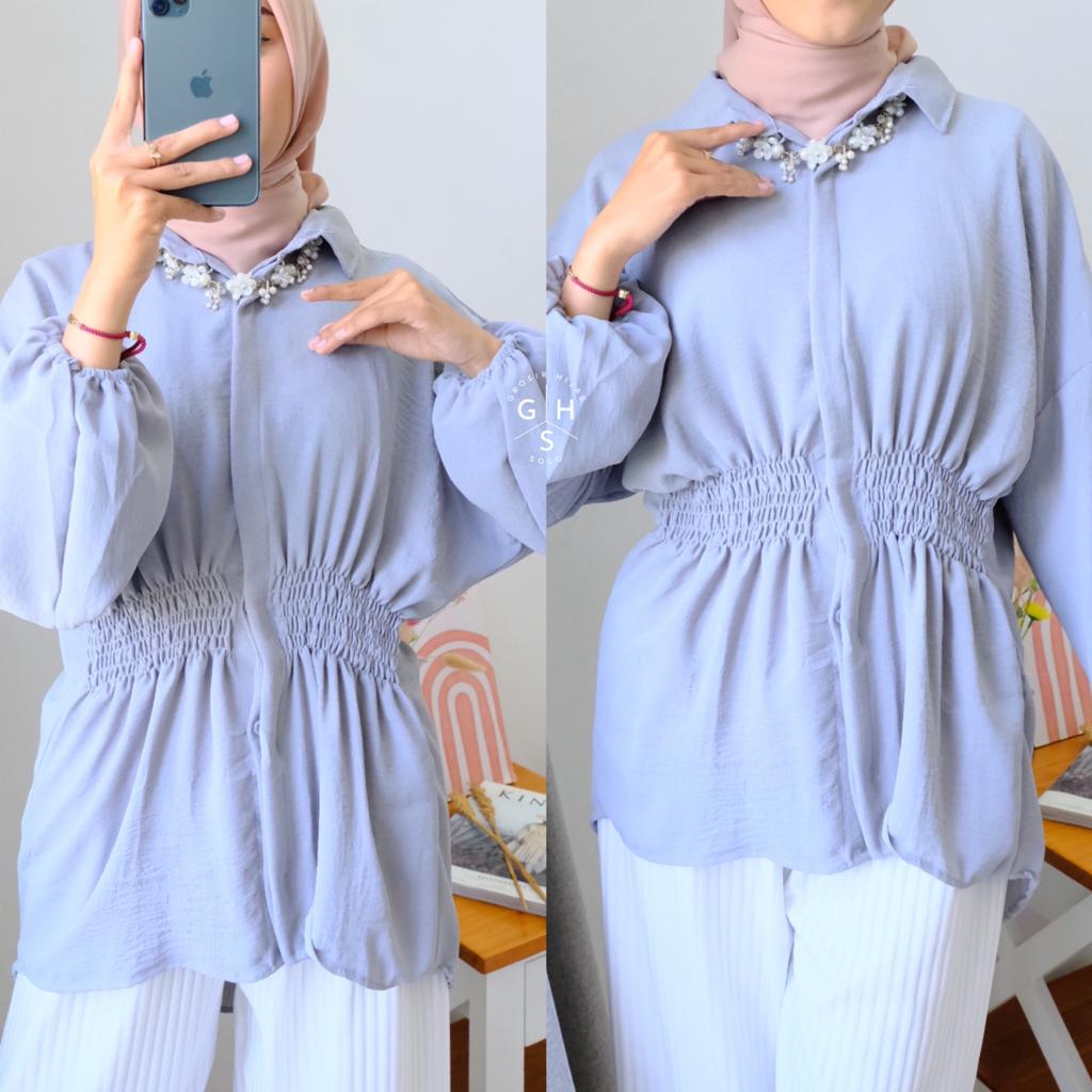 SAFWA KEMEJA KERUT BLOUSE BUSUI ATASAN WANITA CRINCLE AIRFLOW PREMIUM (MGA)