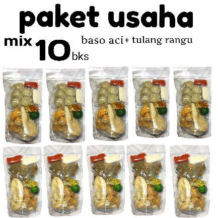 

PKET USAHA 10 BKS MIX BASO ACI 5 BKS + 5 BKS TULANG RANGU LADA HASEUM PEDAS MERCON