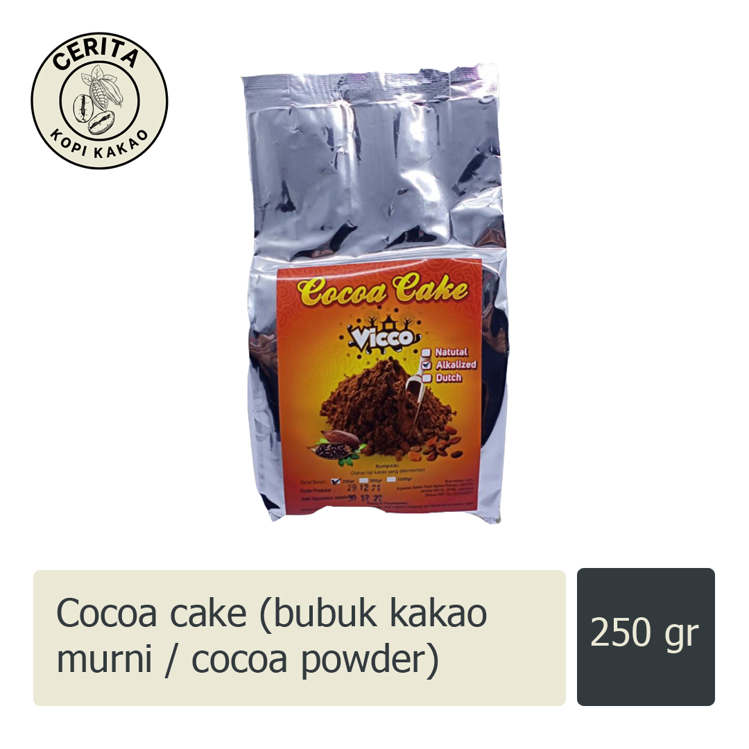 

Vicco - Cokelat bubuk murni / cocoa cake / cocoa powder (100% cocoa) dark cacao coklat chocolate 250 gr / 500 gr / 1 kg - Puslitkoka