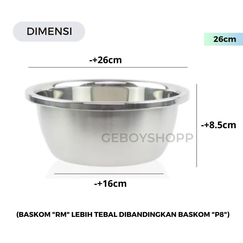 Baskom Stainless / Baskom  / Mixing Bowl Serbaguna Stainless Premium High Quality Anti Karat 1Set Medium 3Pcs