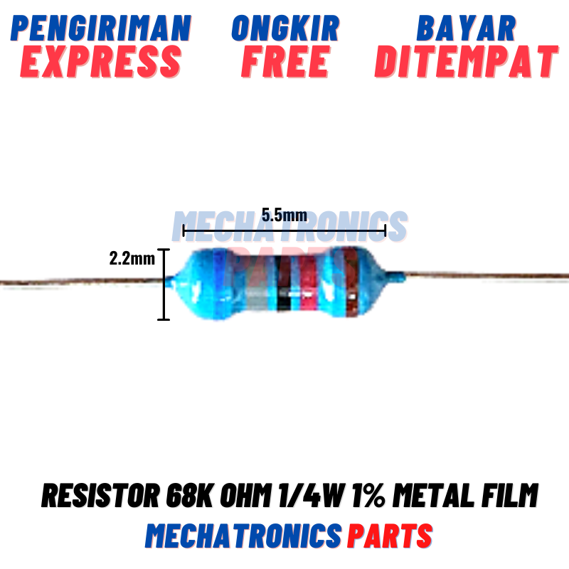 RESISTOR 68K 68000OHM 1/4W 1% METAL FILM