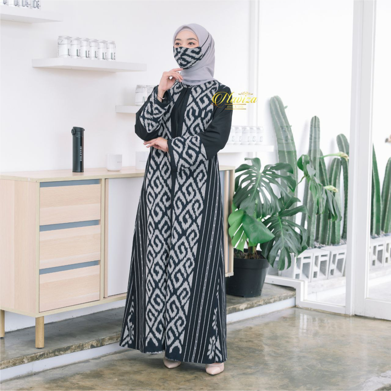 Naviza Gamis Dewasa Zafira Bahan Kain Tenun Original Mix Katun Toyobo Bisa Piloh Motif Kain Size Jum