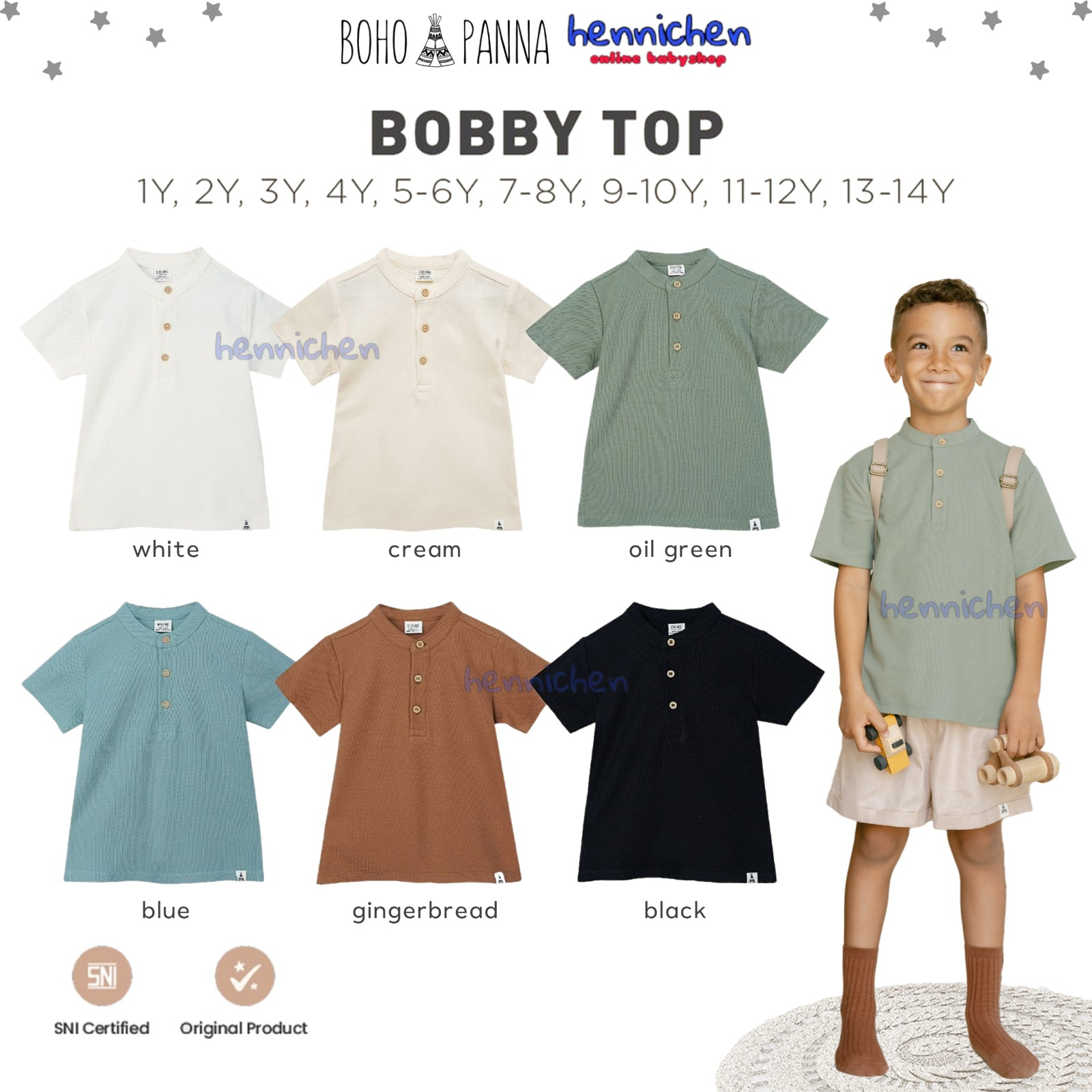 Bohopanna 1-14 Tahun Polo Lacoste Bobby Top Kemeja Pendek Anak PART 1