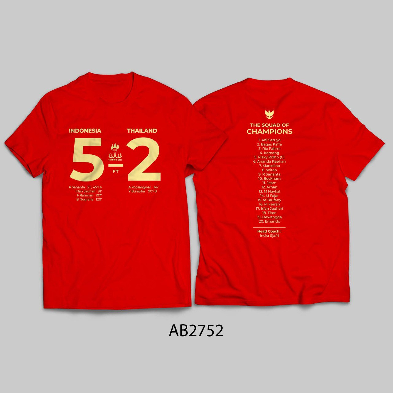 Kaos Indonesia vs Thailand - Merah Fullprint Ada Size Jumbo AB2752