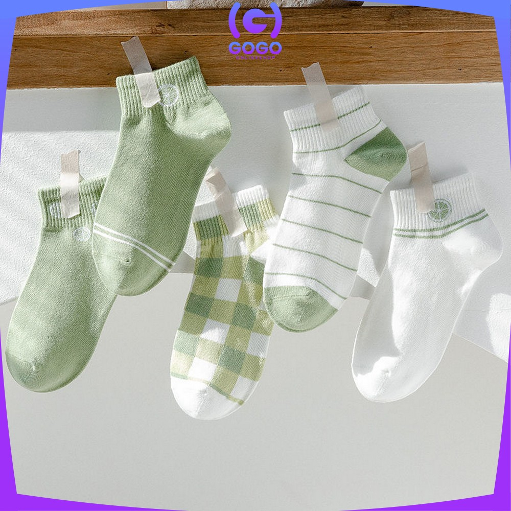 GOGO-P569 Kaos Kaki Wanita Motif Lemon Hijau Semata Kaki / Kaus Kaki Pendek Ankle Socks Korean Unisex Fashion Korea Women Sock Import