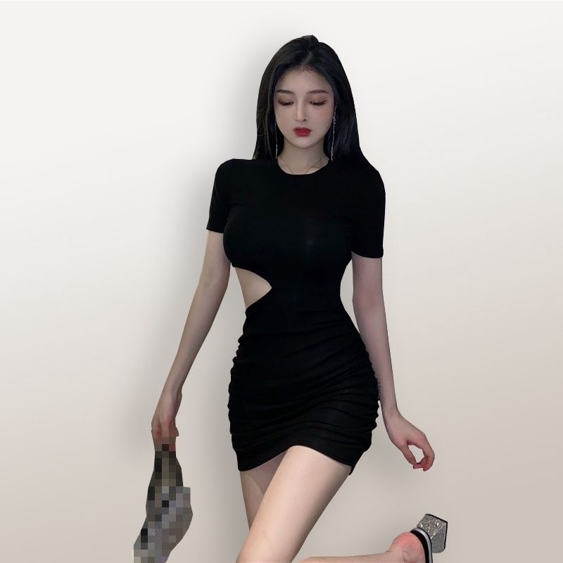 Mini Dress sexy lengan pendek Gaya Korea wanita model terbaru - GP Fidelina