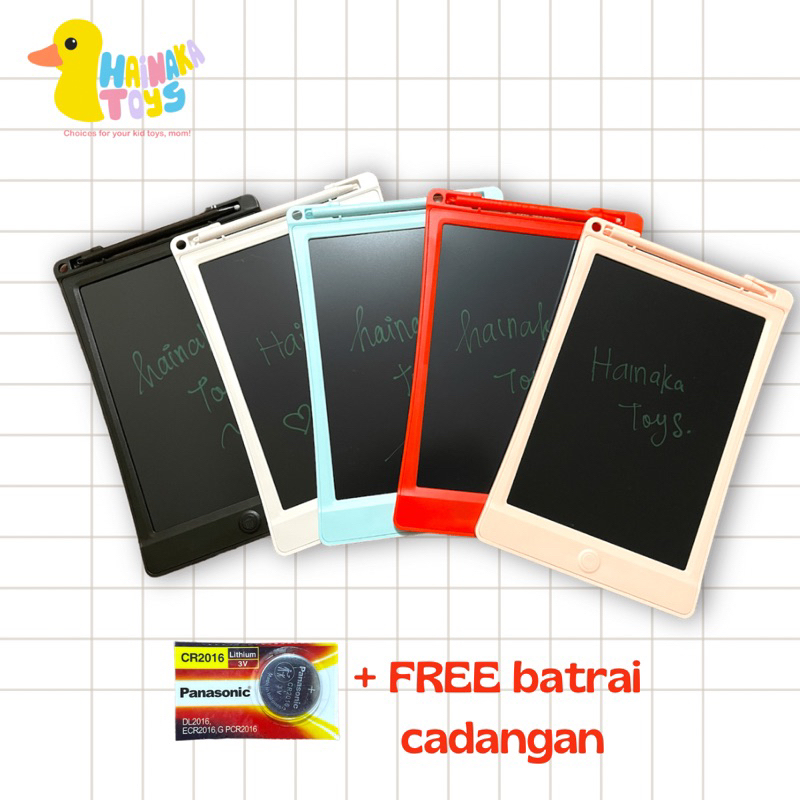 (26-1) LCD writing tablet polos warna + free batre