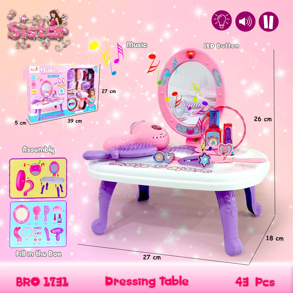 PROMO BRO1731 Meja Rias Merias Tas Make Up Peralatan Perlengkapan Make Up MakeUp Dandan Dandanan Makap Mak Up Salon Salonan Merias Rias Alat Perlengkapan Pertukangan Pretend Play Sets Mainan Anak Permainan Edukasi Montessori