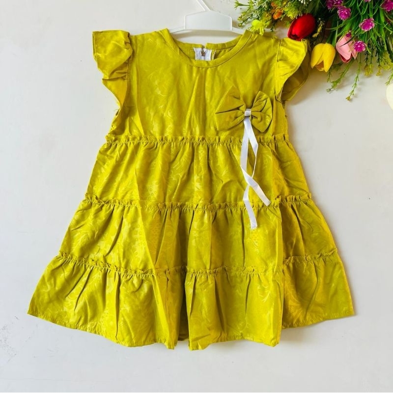 Dress Anak 1 2 2,5 Tahun Anak Cewek Perempuan Dress canda kekinian terbaru pita lucu viral ( Dress Canda Tumpuk )