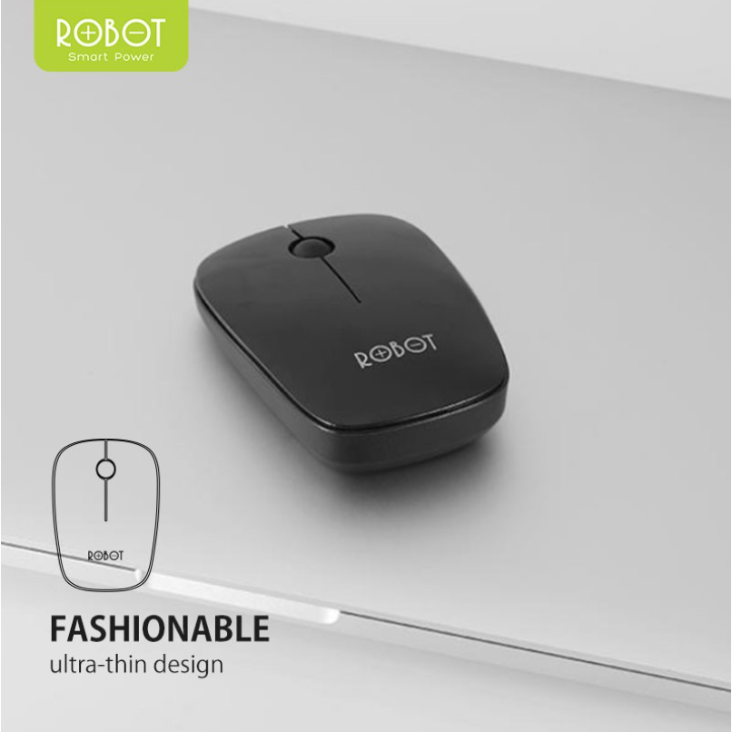 GONGNIU x ROBOT Mouse Wireless M220 2.4GHz Optical 1600DPI dengan Receiver USB untuk PC Laptop Original - Garansi 1 Tahun