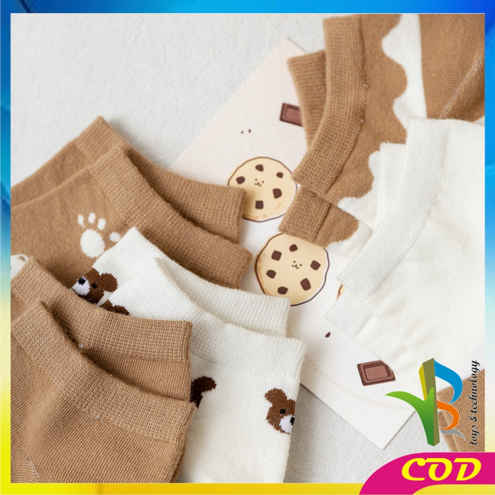 RB-P570 Kaos Kaki Wanita Motif Baby Bear Brown Ankle Socks / Kaus kaki Pendek Bear Semata Kaki Karakter Beruang Coklat Fashion Korea Women Sock Import