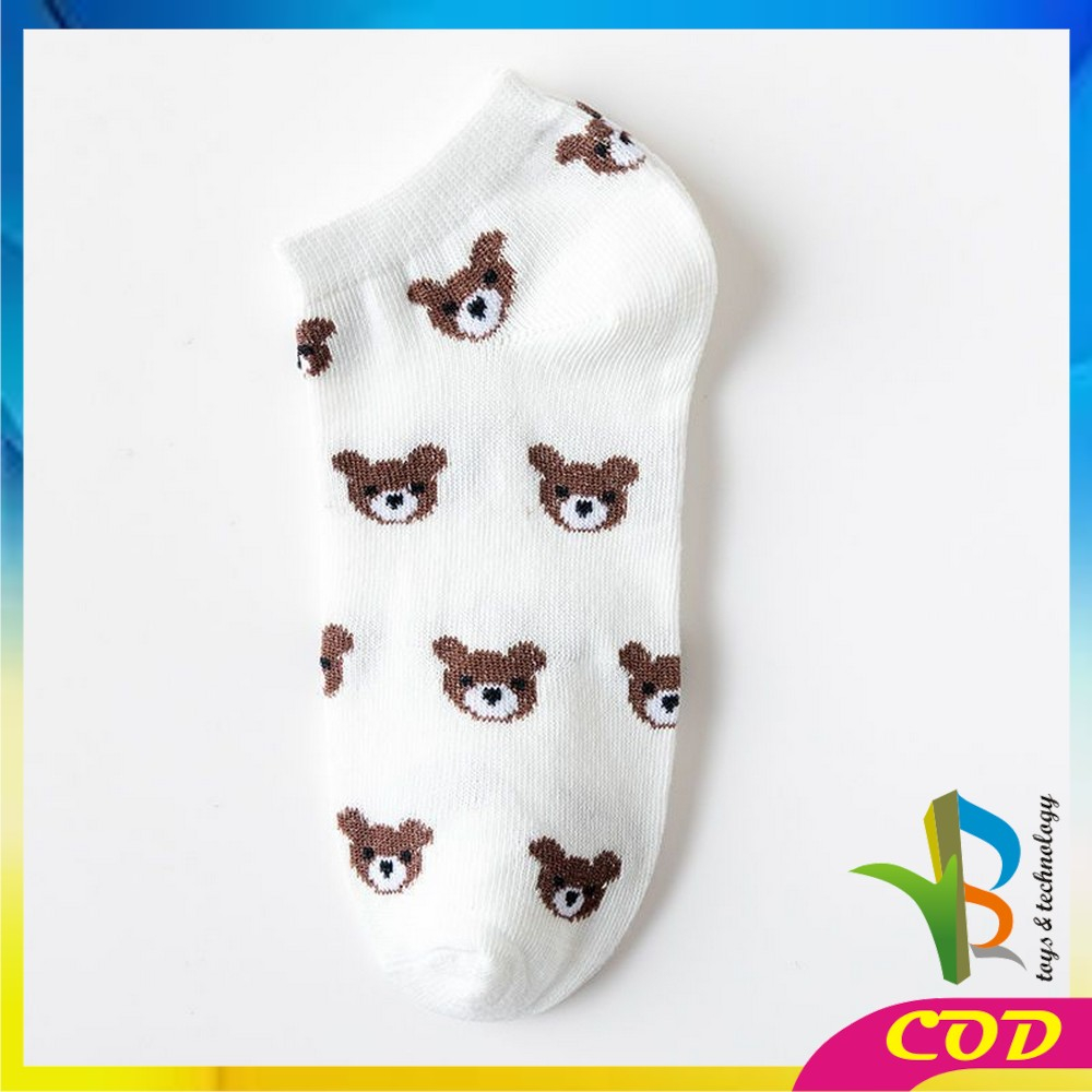 RB-P570 Kaos Kaki Wanita Motif Baby Bear Brown Ankle Socks / Kaus kaki Pendek Bear Semata Kaki Karakter Beruang Coklat Fashion Korea Women Sock Import