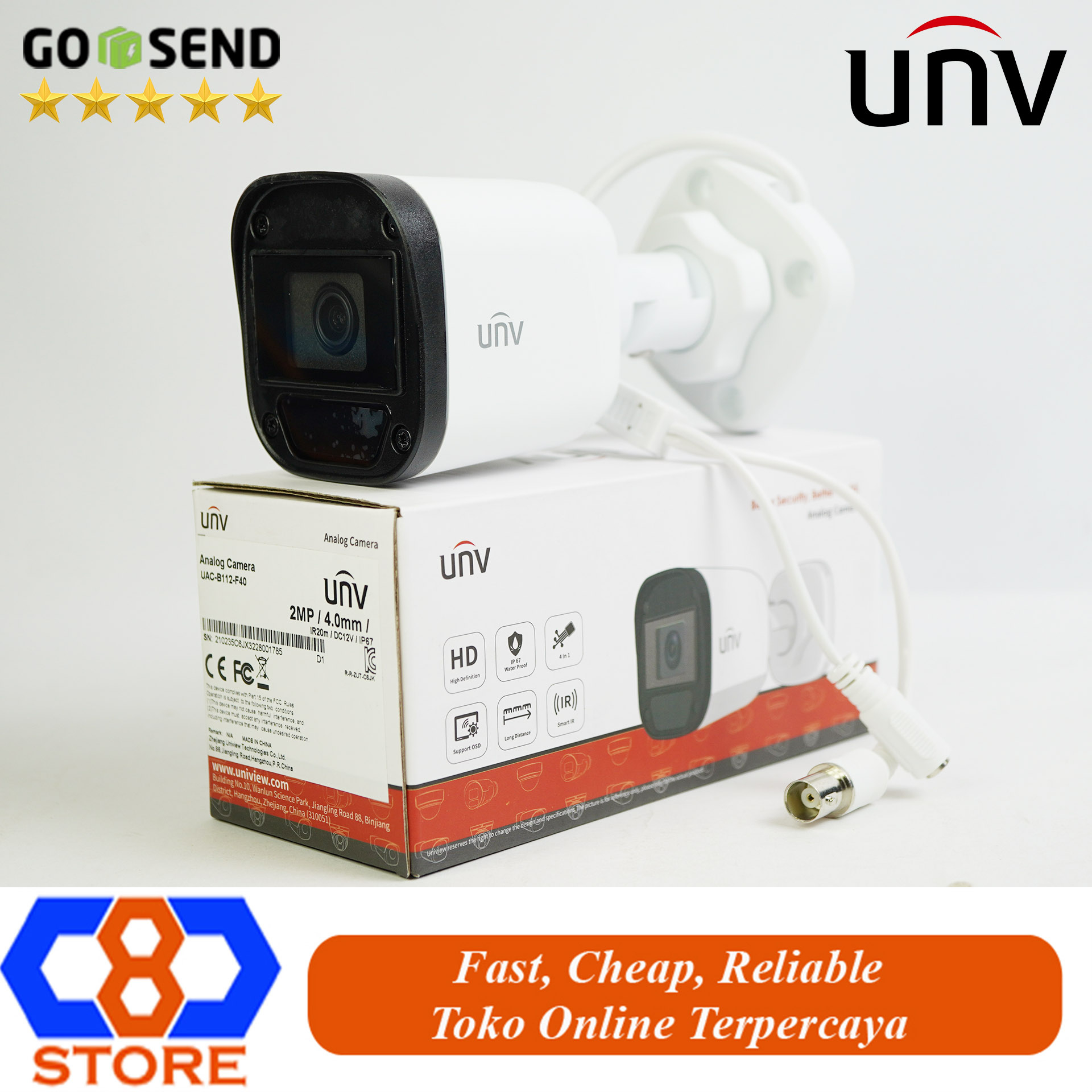 CAMERA CCTV UNIVIEW UAC-B112-F40 2MP OUTDOOR