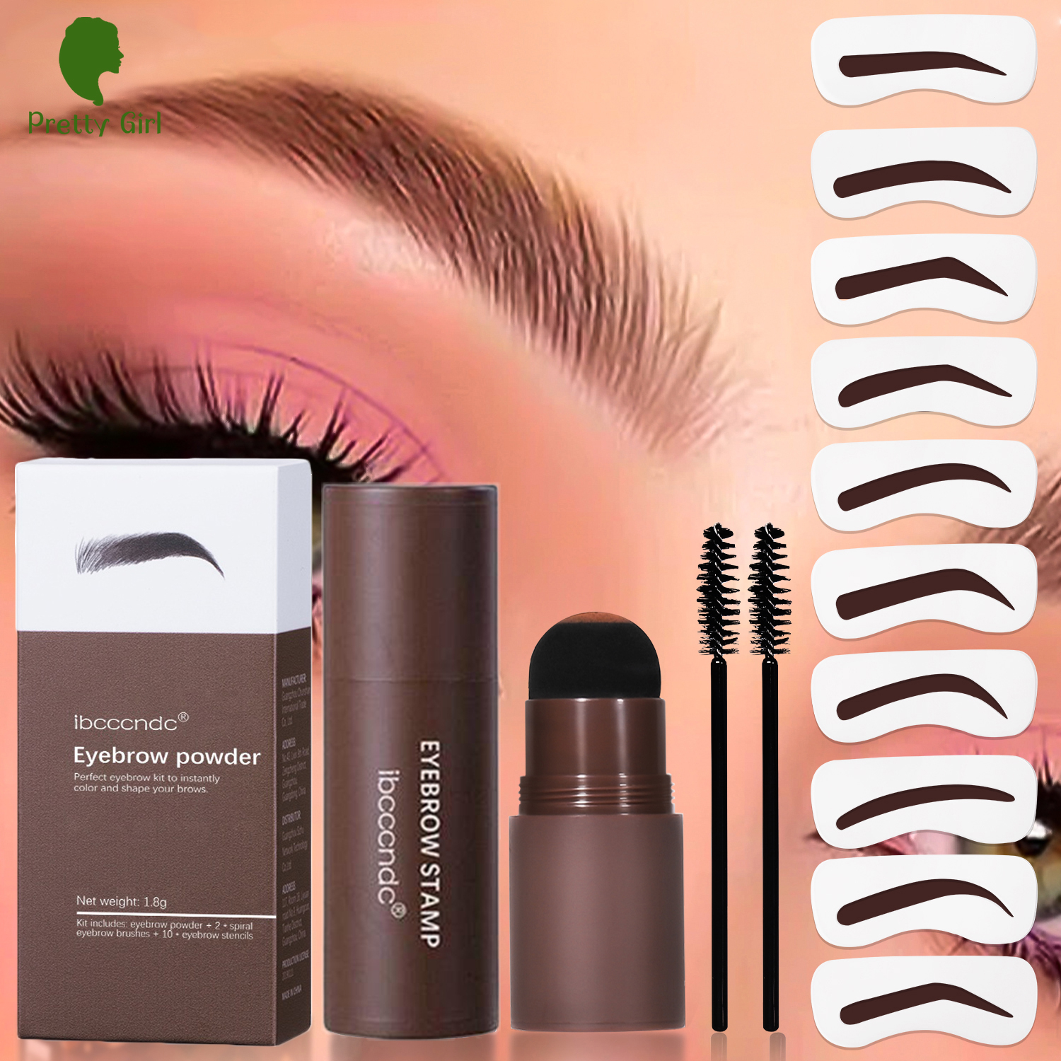 100% Ibcccnd Allphv Eyebrow Powder cetakan alis Eyebrow Stamp+12 cetakan gratis