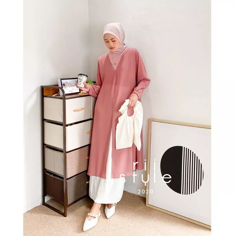 ALEA Outer Tunik Ceruty - Outer wanita- Long outer