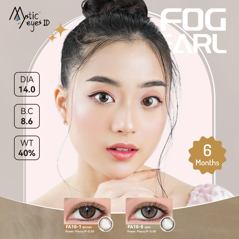 [✅COD] MYSTICEYES SOFTLENS Fog Pearl SERIES Grey Brown COLOR CONTACT LENS  NORMAL 14.0 MM