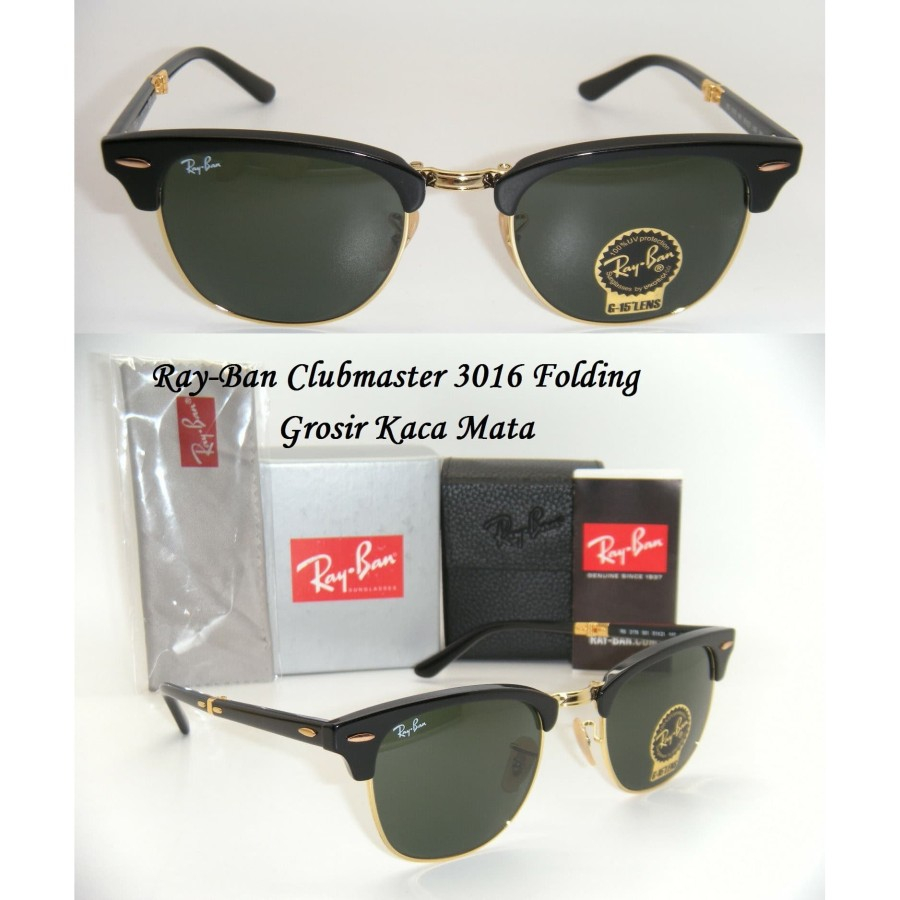 Kacamata RAYBAN CLUBMASTER 3016 Folding/Lipat Original Gold Black