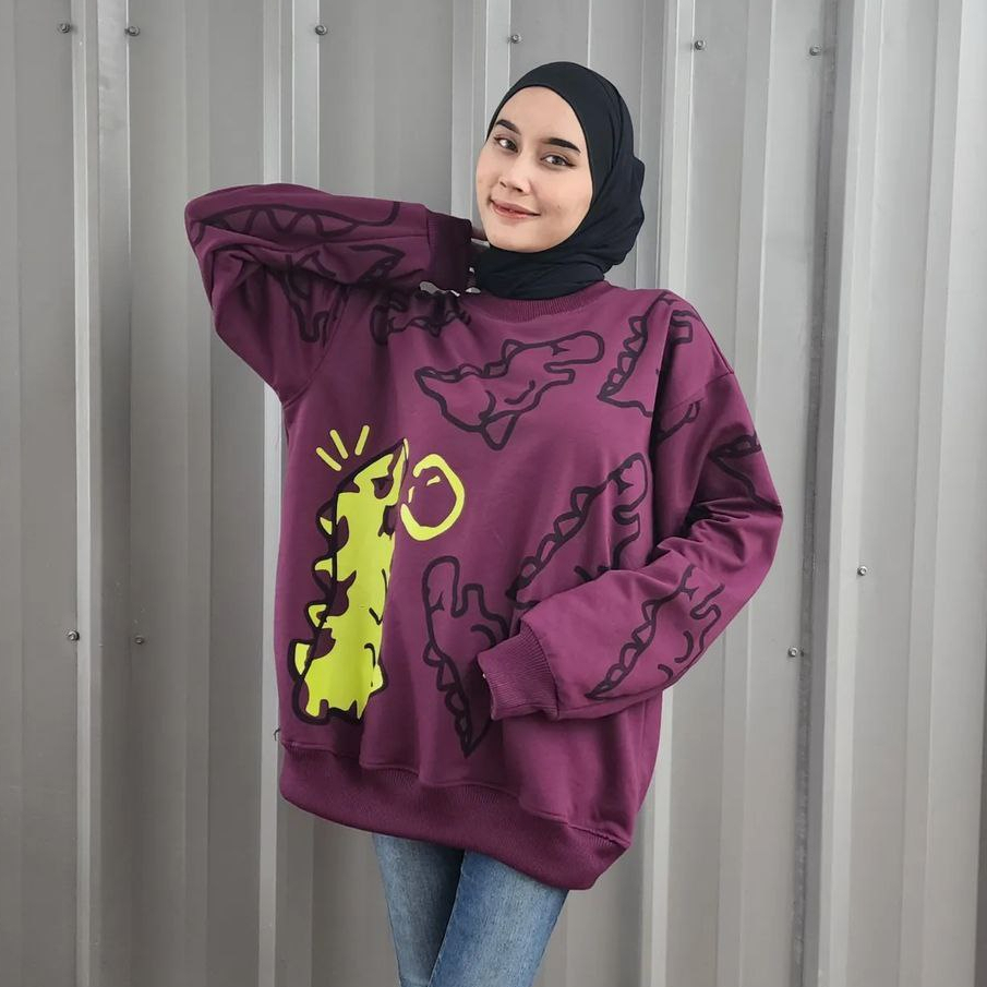 Nara Grosir - Sweater Crayon Dino XXL l Sweater Terbaru Wanita