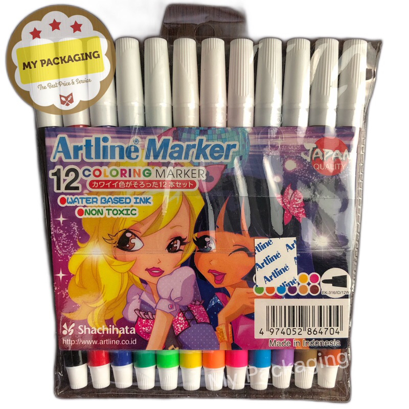 Spidol 12 Warna Artline Marker 12 Coloring - water base non toxic