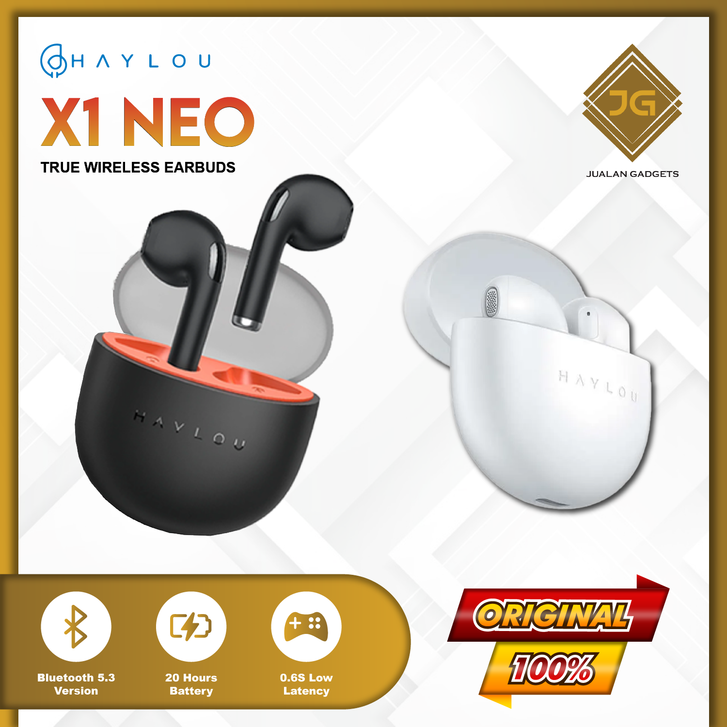 Haylou X1 Neo TWS Bluetooth 5.3 Low Latency Battery Life 20 Hours