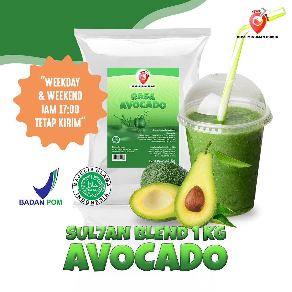 

SUL7AN Minuman Bubuk Mix Gula Rasa Alpukat / Avocado Instant Powder Drink Sugar 1 Kg SULTAN POWDER