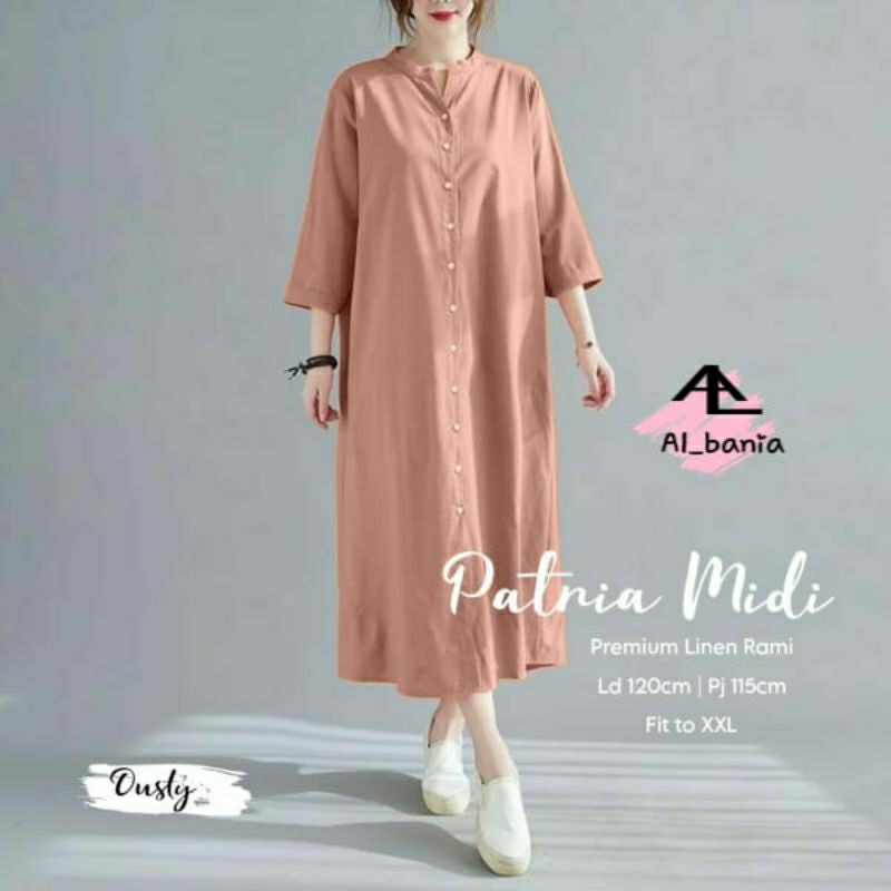 Patria midi dress katun linen jumbo LD 120 XXL