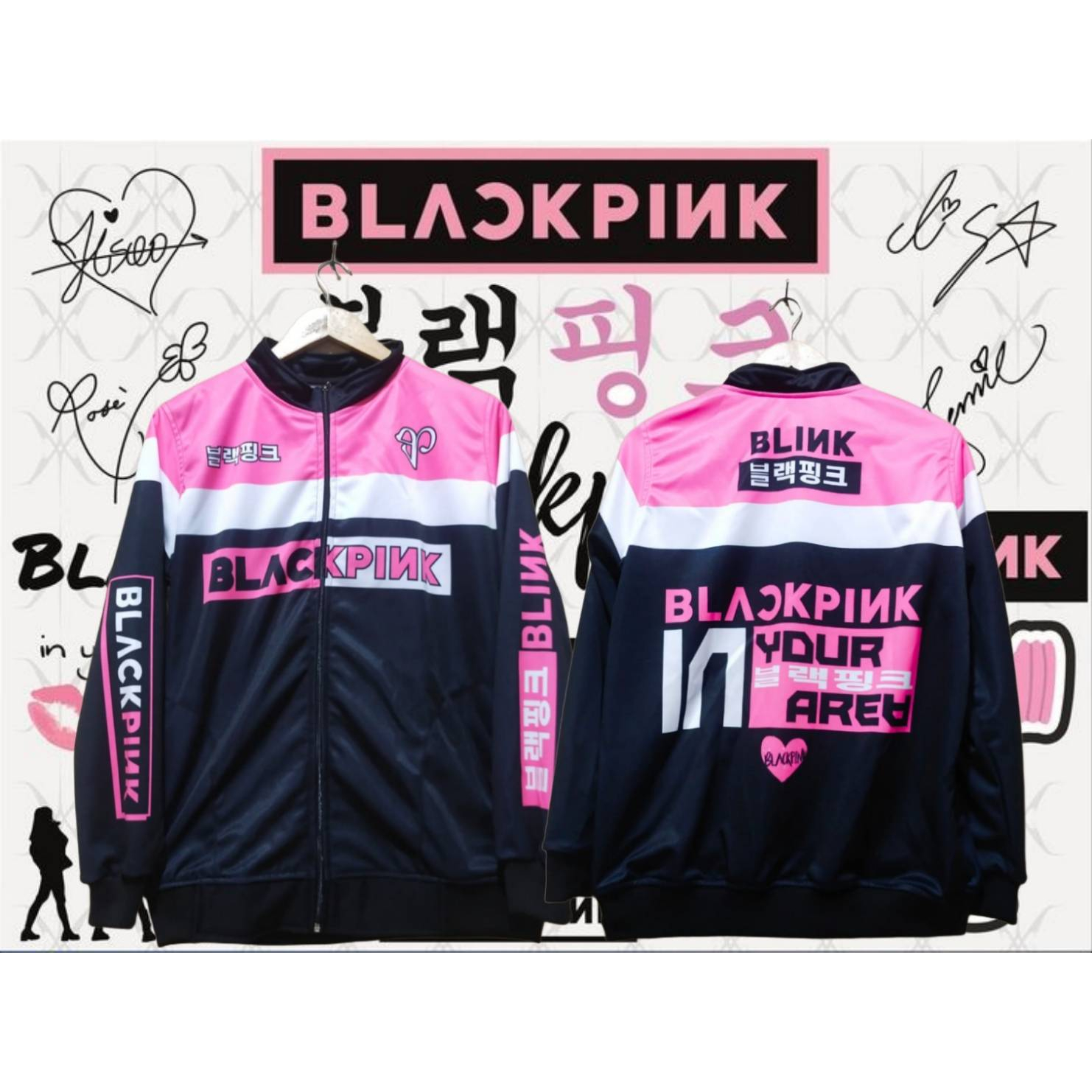 JAKET BLACK PINK/JAKET PRINTING BLACK PINK