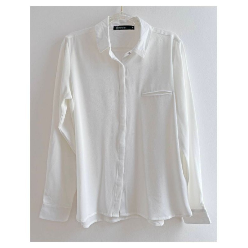 Cortelle white textured longsleeve button down shirt