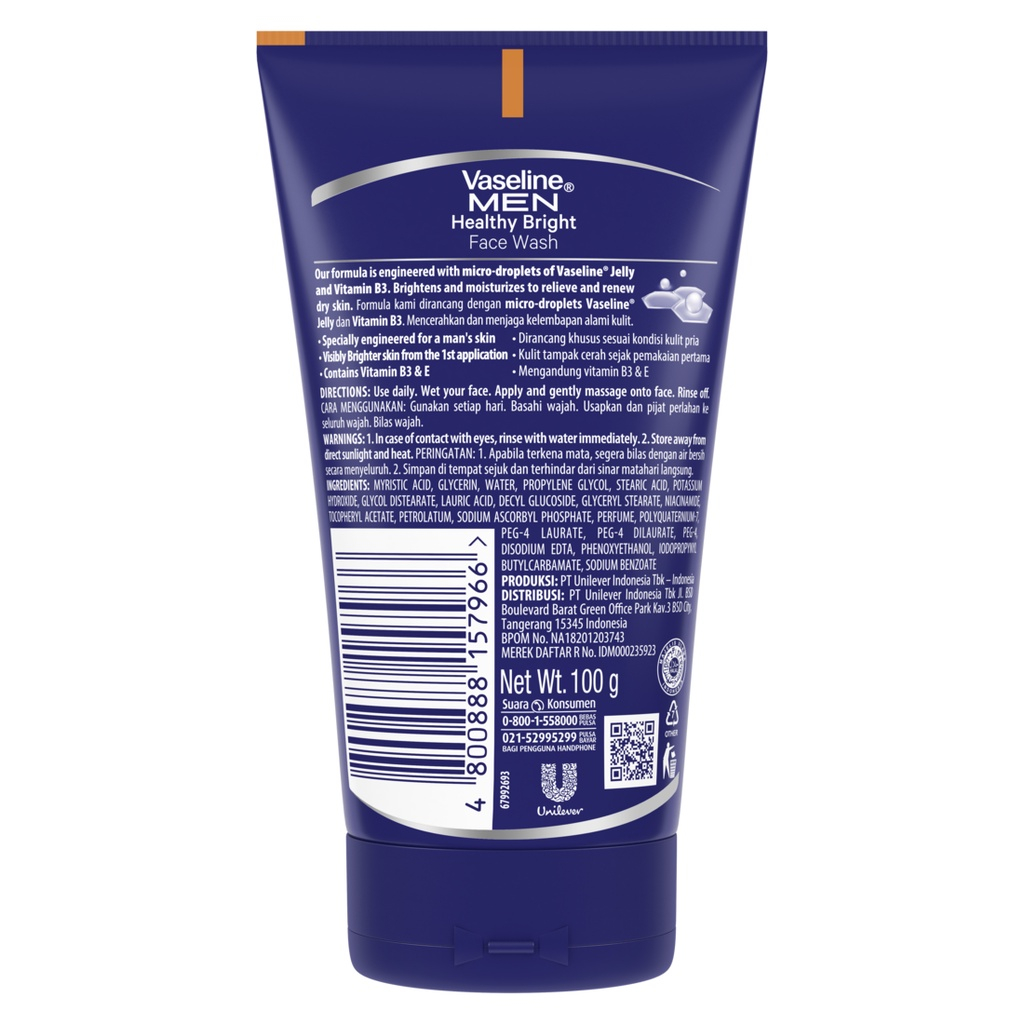 VASELINE MEN OIL CONTROL FACIAL WASH 100GR