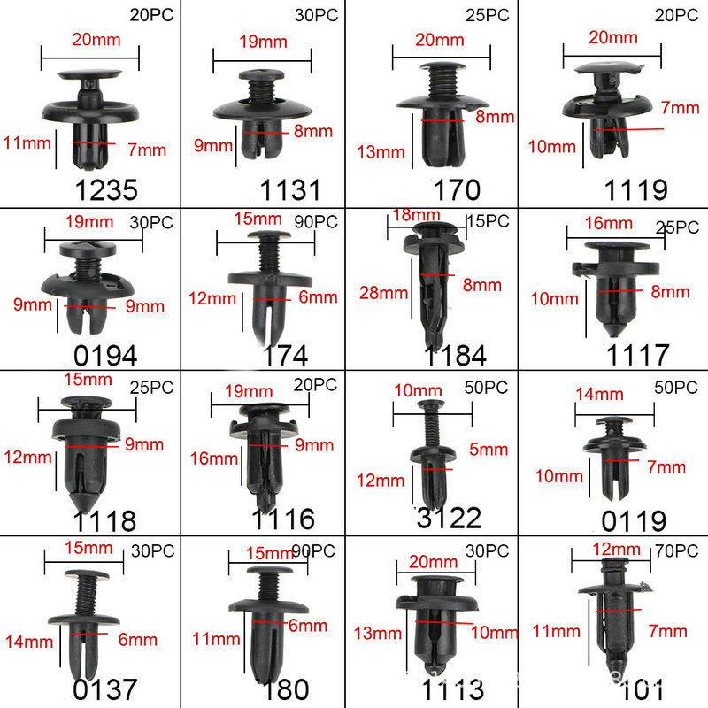 620Pcs set Klip Mobil Hibrida Pengikat Pintu Trim Bumper Rivet Retainer Cocok Untuk Fender Fasteners Clip