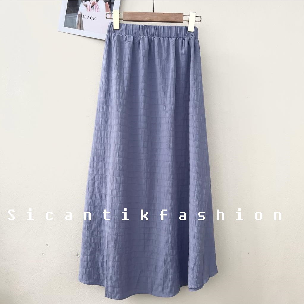 Skirt Panjang Cewek Korean / Rok Wanita Cotton Crinkle