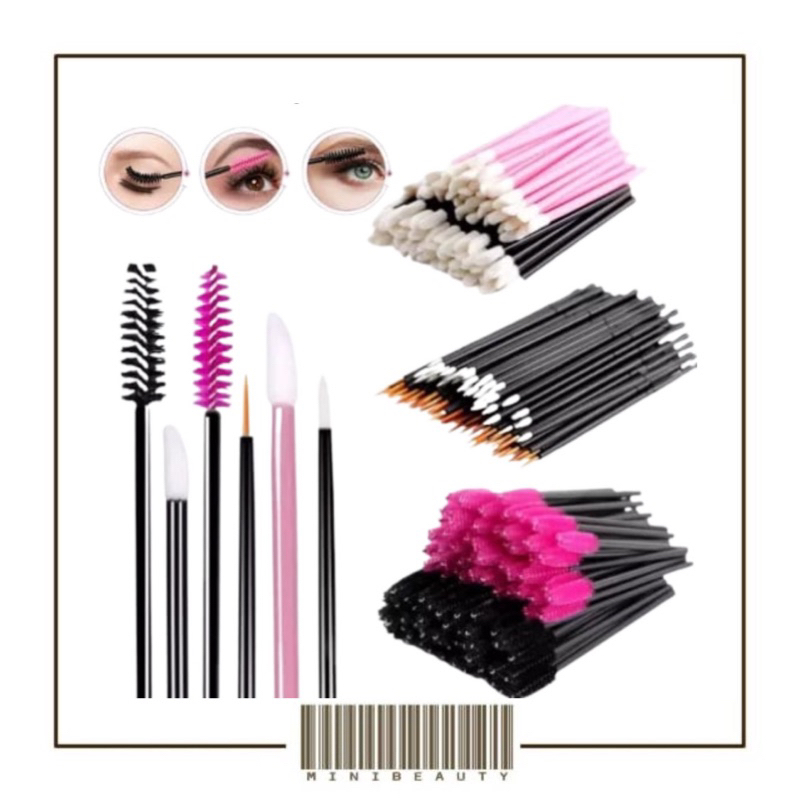 sisir kuas maskara spoolie brush sikat eyelash extention bulu mata alis eyebrow make up lip brush kuas bibir sekali pakai aplikator lip cream lip wand glitter lip gloss