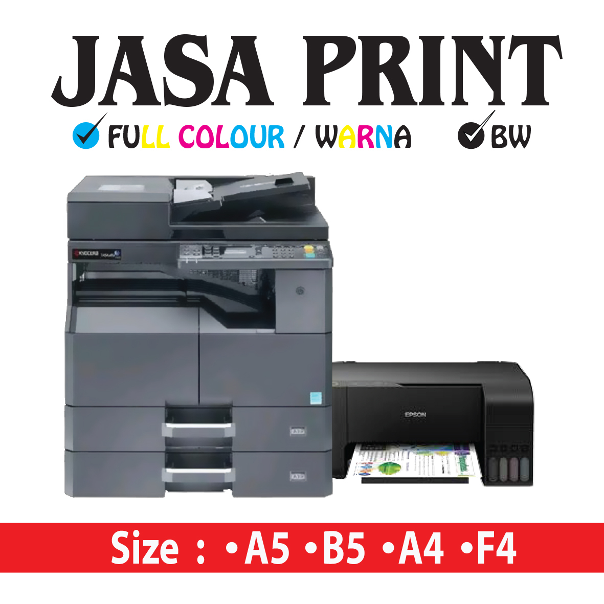 

JASA PRINT/JASA CETAK WARNA DAN BW (HITAM PUTIH) MURAH CEPAT HVS 80 GSM
