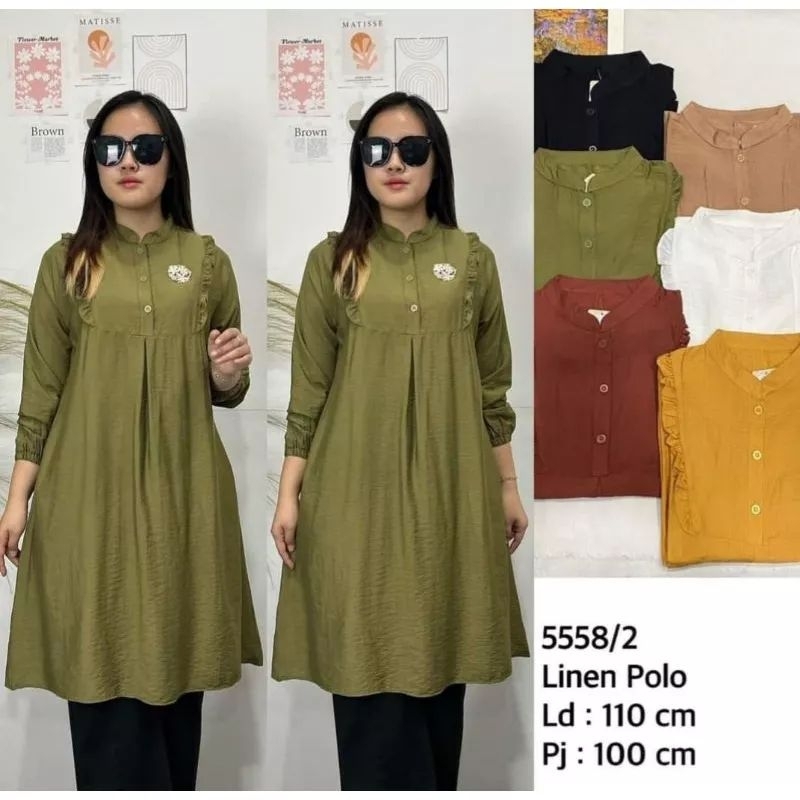 RISSA TUNIK/ /TUNIK POLO LINE LENGAN PANJANG