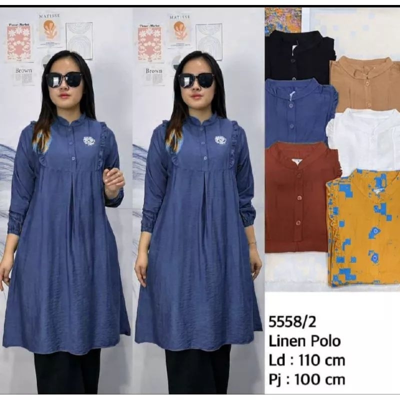 RISSA TUNIK/ /TUNIK POLO LINE LENGAN PANJANG