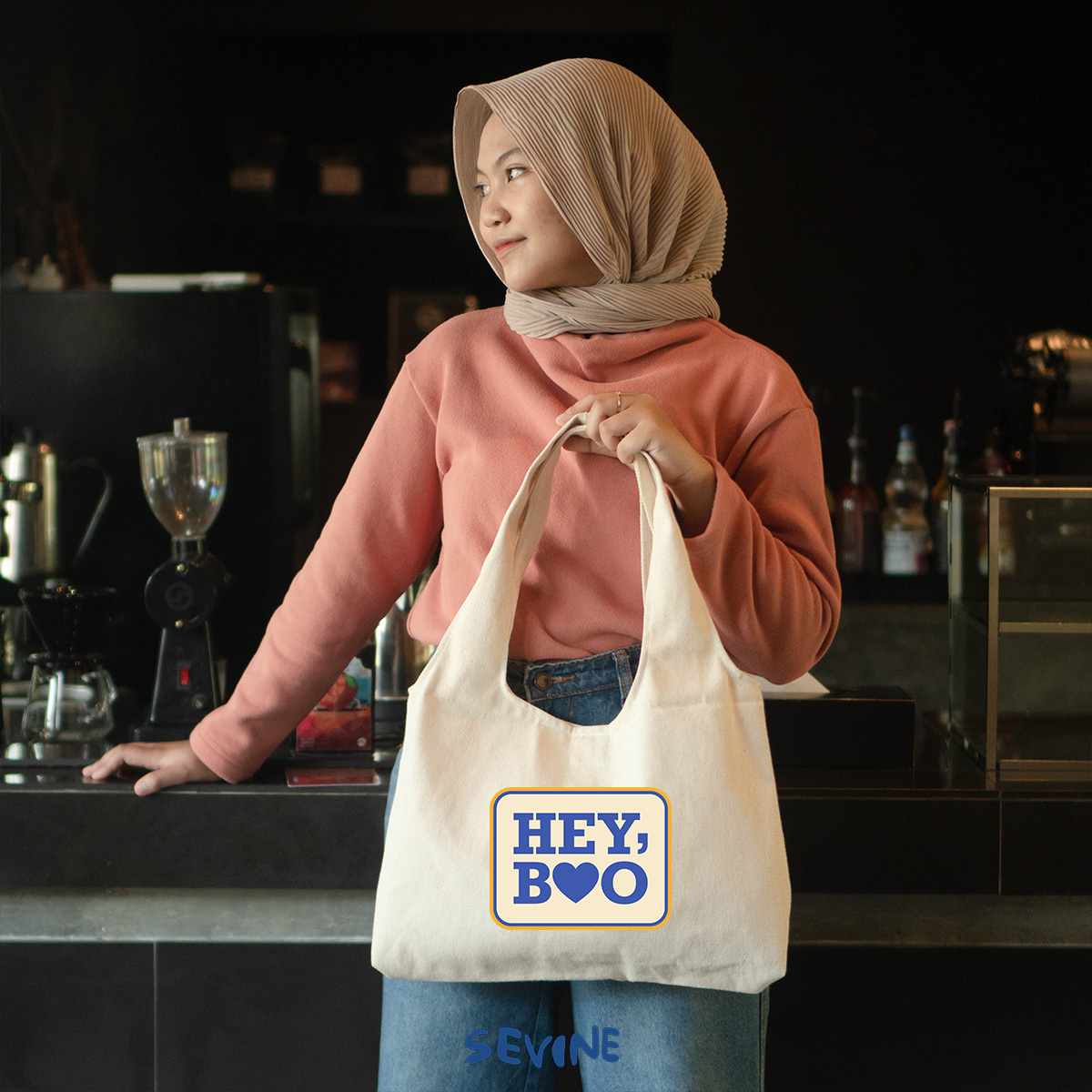 Sevine Tote Bag Kanvas Bonnie Tas Wanita Aesthetic Kuliah Fashion Laptop Sekolah Retro Totebag Lucu Vintage Series - XN