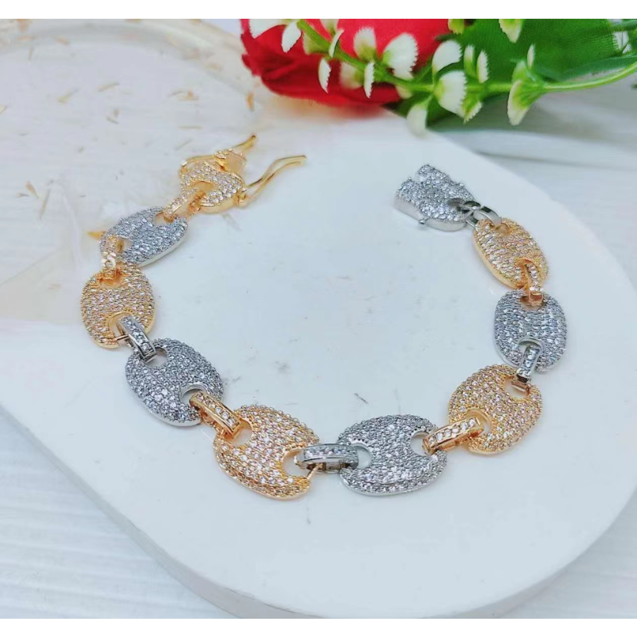 Gelang Xuping Kombinasi  Mata Full LaPIS Emas Perhiasan Wanita R012