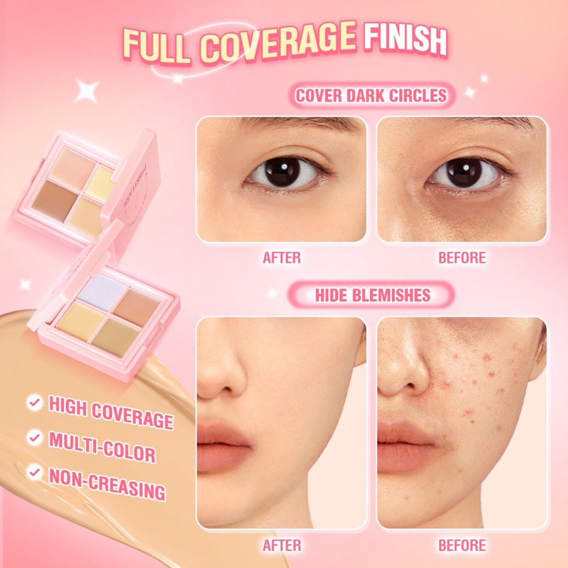 PINKFLASH - Double Fit 4 IN 1 Concealer Palette Full Coverage Concealer Cream