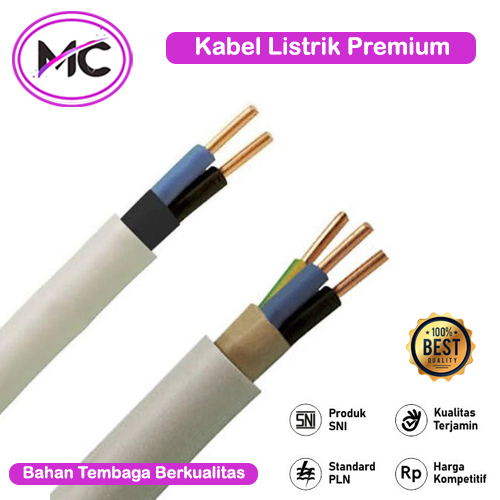 Kabel Listrik Kawat Tembaga Eterna 2x0,75 2x1,5 3x1,5 Premium Cable Kawat Tunggal Per Meter