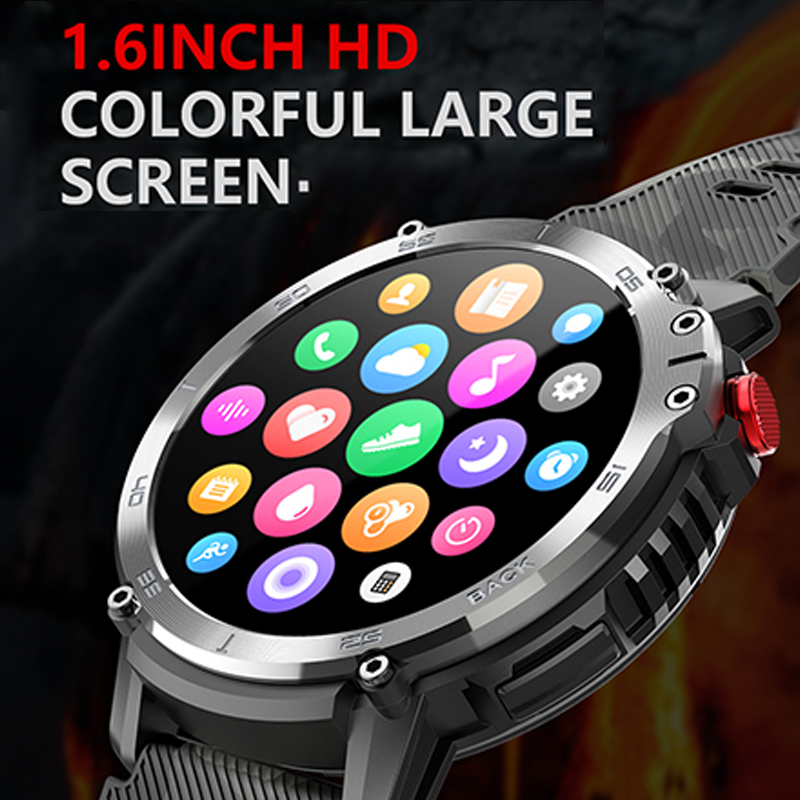 C22 Smartwatch waterproof IP68 1.6 inches Round Screen Large Memory for MusicM Sport Jam tangan pria  for Android