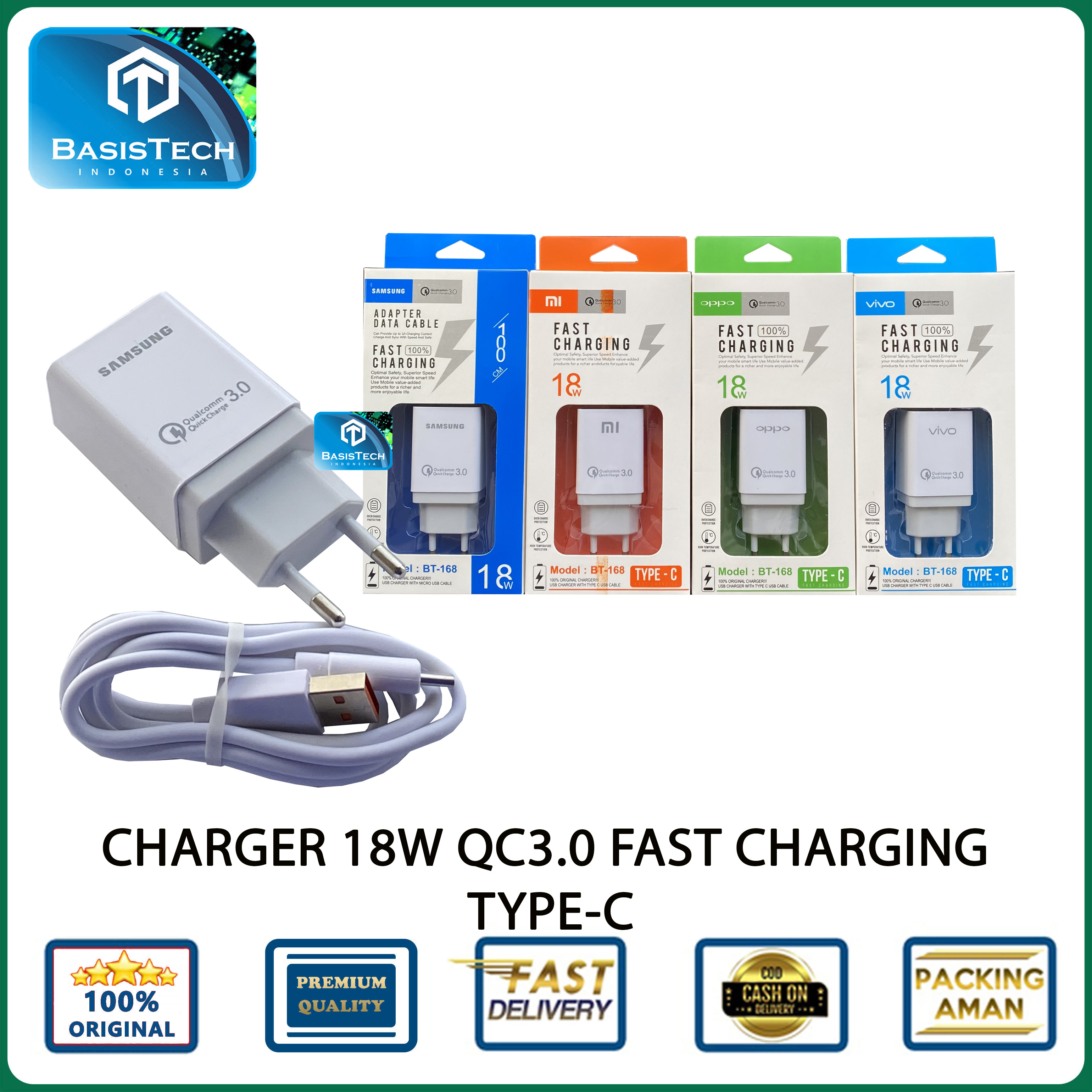 CHARGER CASAN TYPE C 18W 3.5A QC 3.0 SUPER FAST CHARGING BT1-168