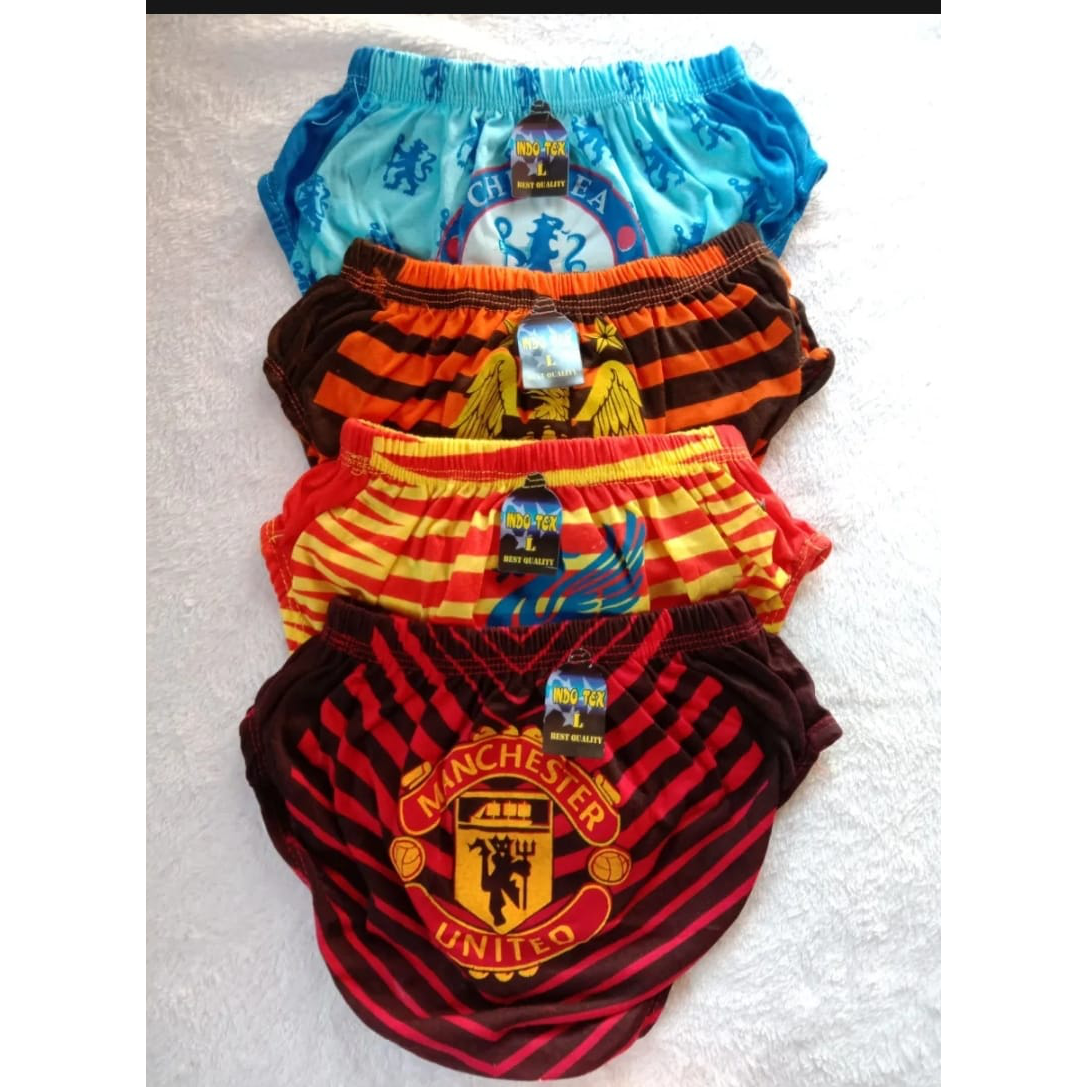 6 Pcs Celana Dalam Anak Laki Laki - Motif Logo Sepakbola - Random Motif dan Warna