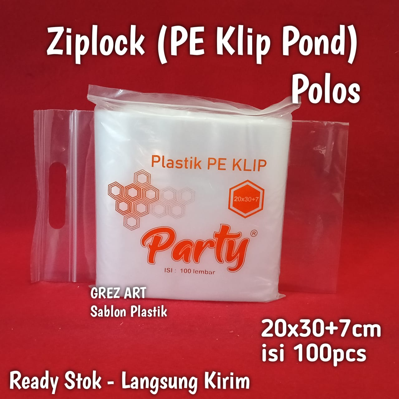 PLASTIK ZIPLOCK KLIP POND 20x30 + 7 PUTIH (isi 100 pcs)